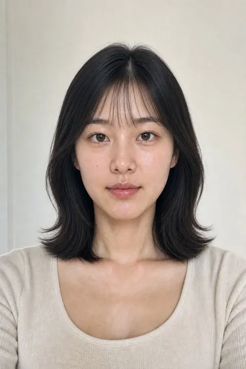 Lob with bangs hairstyle preview generated by Korean Color Lab