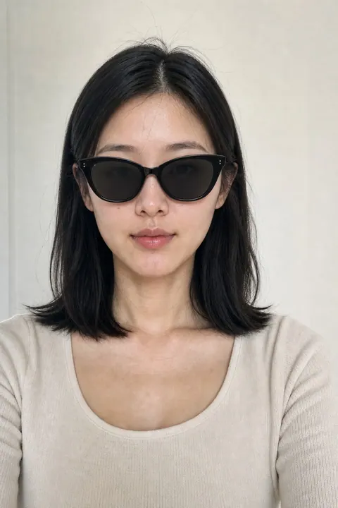 Classic black cat eye sunglasses preview generated by Korean Color Lab